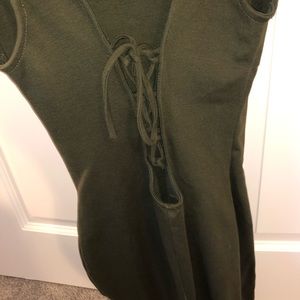 WINDSOR Olive Tie Up Back Bodycon Dress